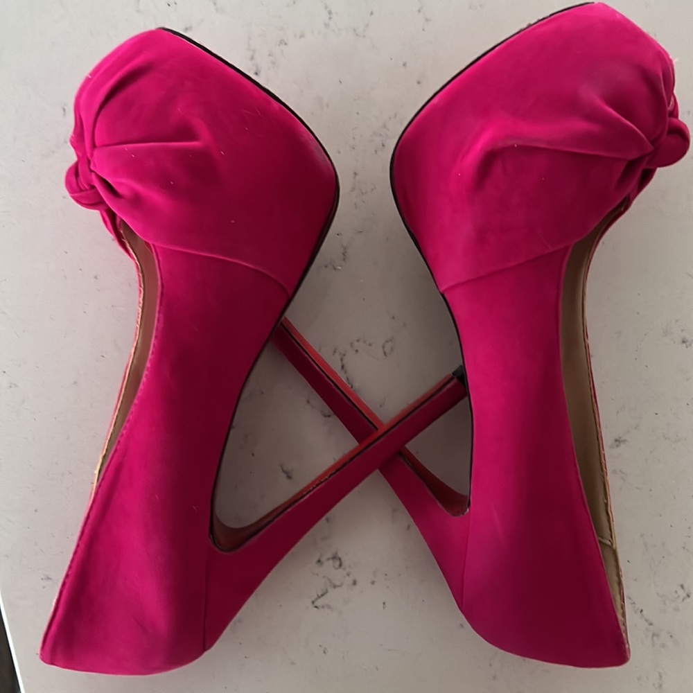 Christian Louboutin Hot Pink Knotted Peep-Toe Stiletto Heels